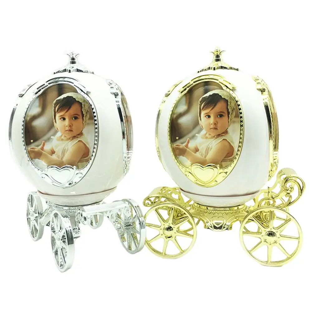 

Creative Pumpkin Cart Baby Photo Frame Rotating Music Box Home Table Top Art Decoration Baby Photo Holder Ornament Newborn Gifts