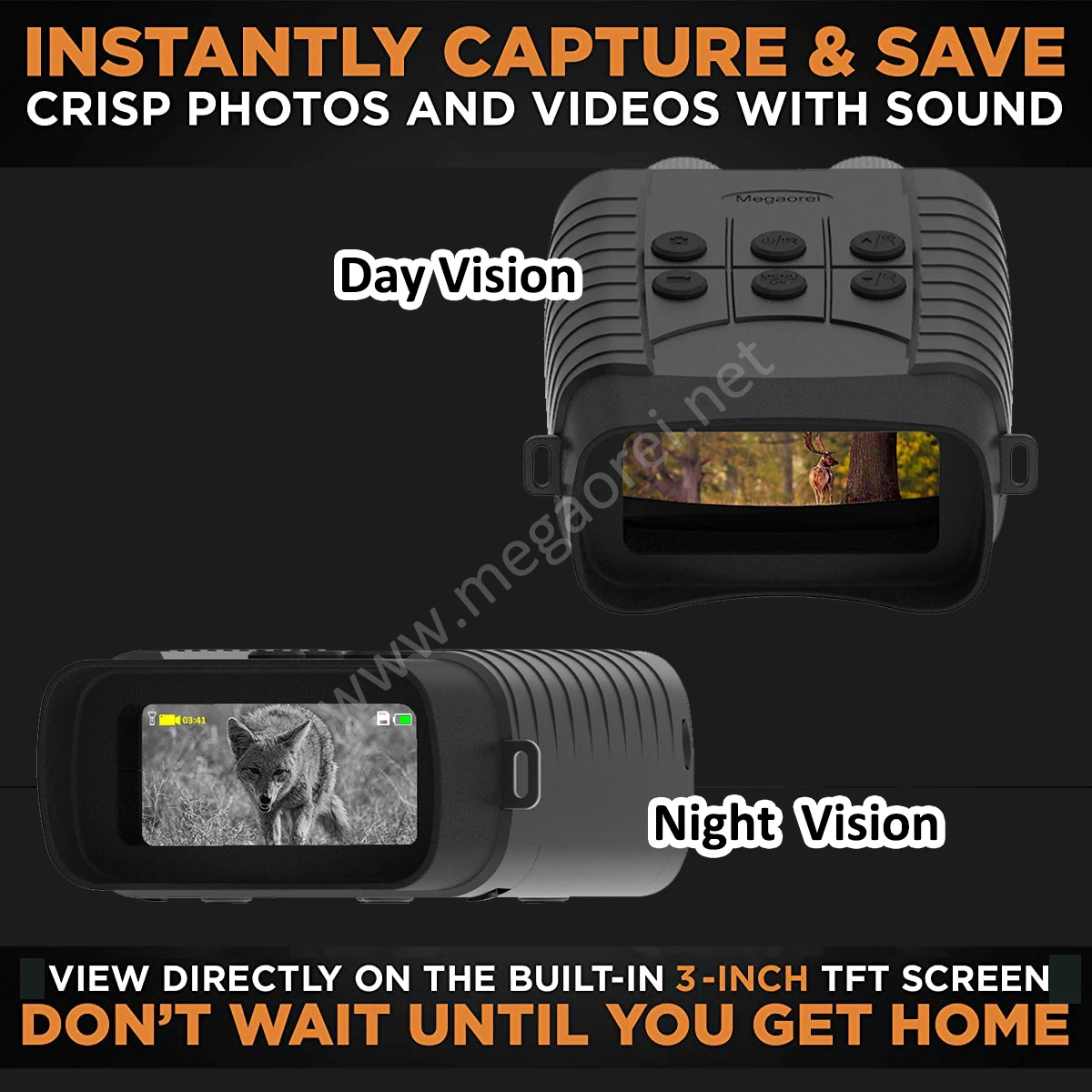 Night Vision Binoculars Hunting Camera 1080p Full HD 400 Meter Viewing Range Superior 5W Infrared High Sensitivity COMS Sensor