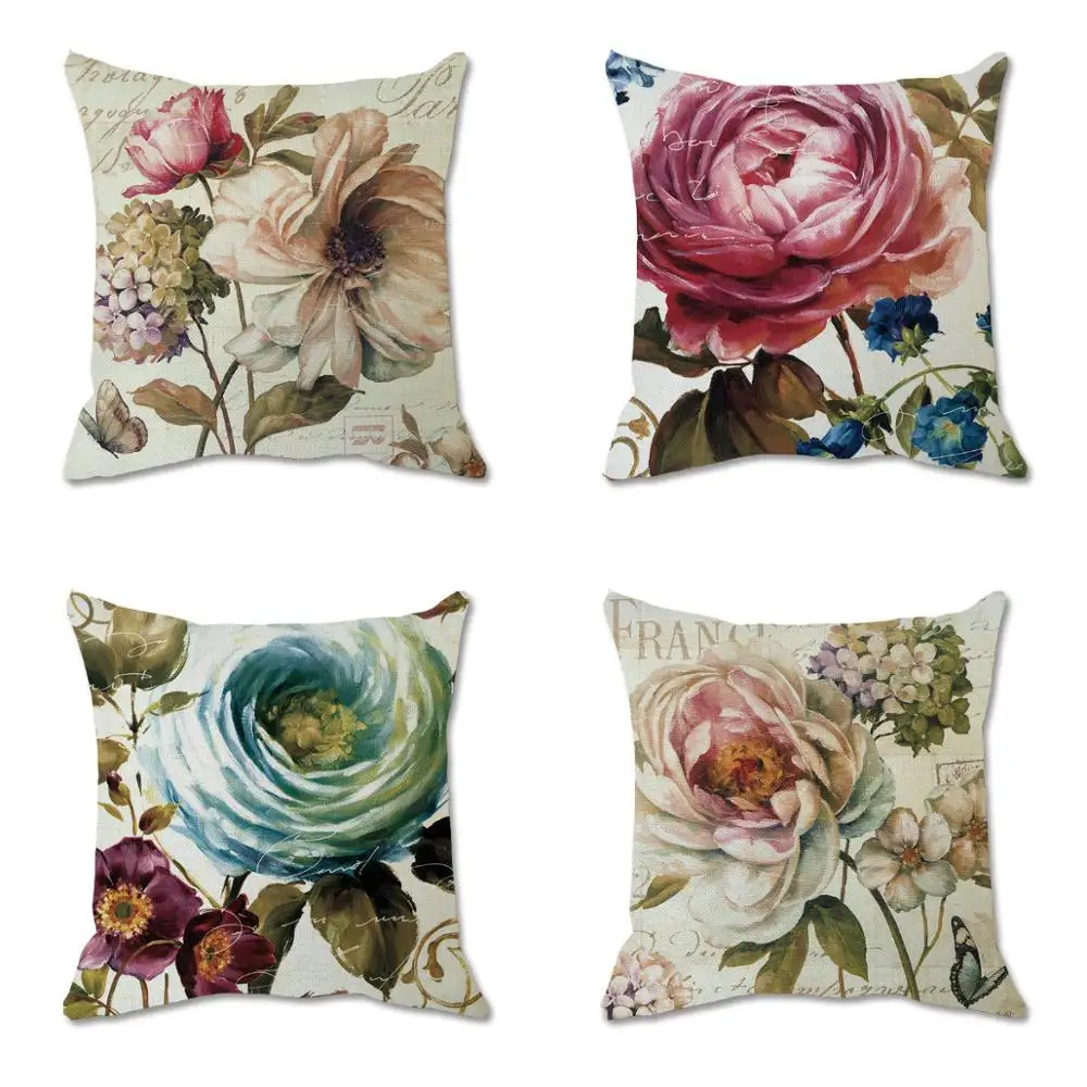 Colorful Flower Cushion Sunflower Rose Dandelion Decorative Pillows Decoration Pillowcase For Car Home