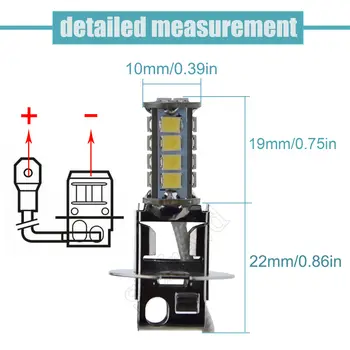 1/2 個 H3 LED 車燈霧燈日行燈汽車燈泡 18SMD 2835 超亮手電筒自行車頭燈 6V 直流 6 伏 8 最佳銷售 6V H3 LED - №2