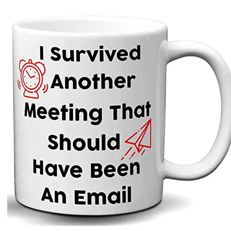 I Survived Another Meeting That Should Have Been an Email 11 Ounce White Coffee Mug - Great Mug Gift for Fox Lovers, Office Work