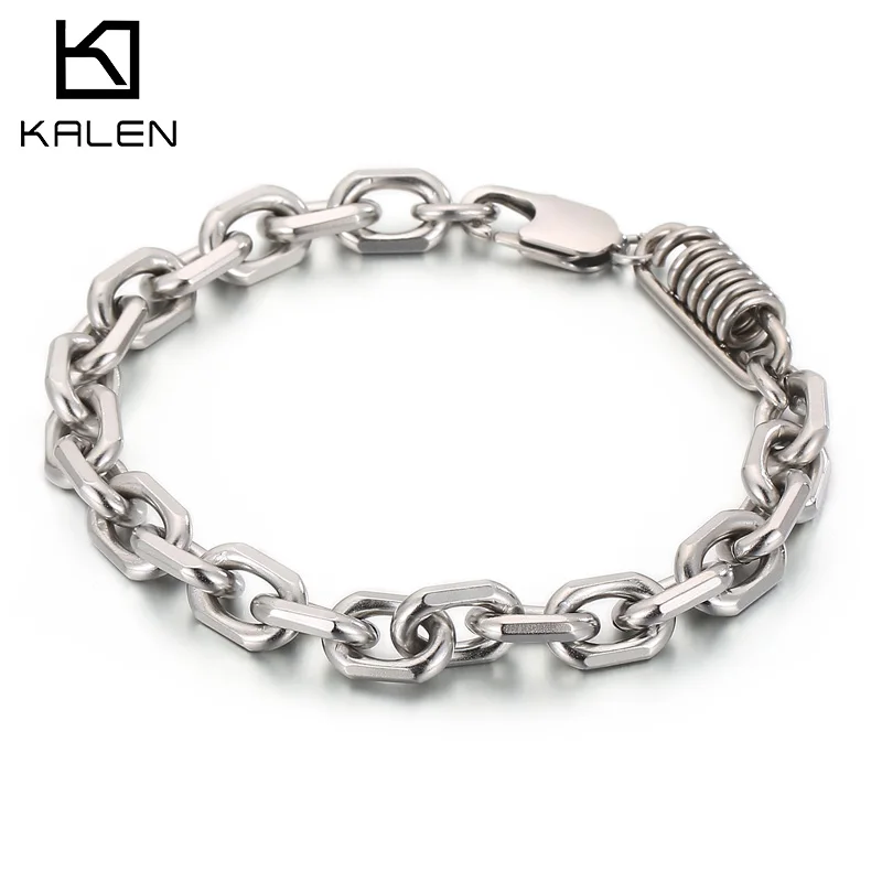 Kalen Square Combination Chain High Quality Stainless Steel Homme Bracelet Jewelry Gifts