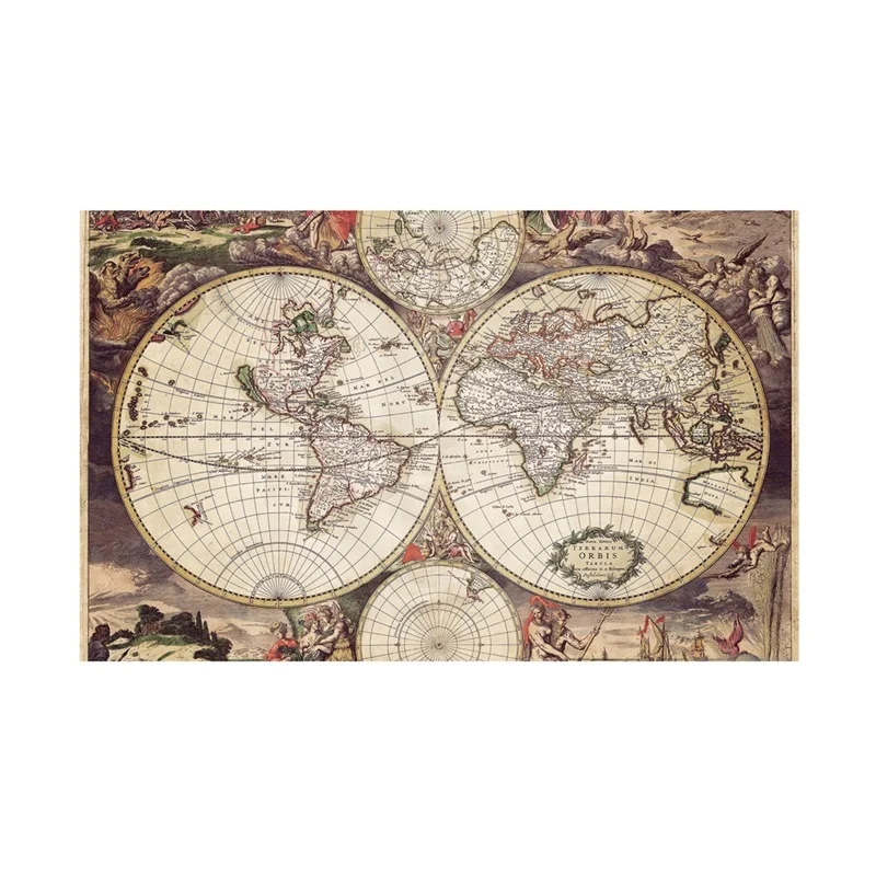 Mapa del mundo Vintage 84*59cm, lienzo no tejido, pintura de pared sin marco, póster, impresiones artísticas, decoración del hogar, suministros escolares para sala de estar