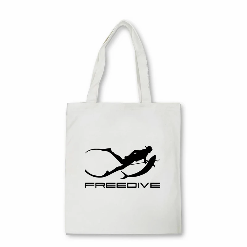 Freedive Druck Teenager Studenten Casual Paket Hand Tasche frauen tasche Unisex Faltbare Shopper leinwand tasche tote tasche Bolsas