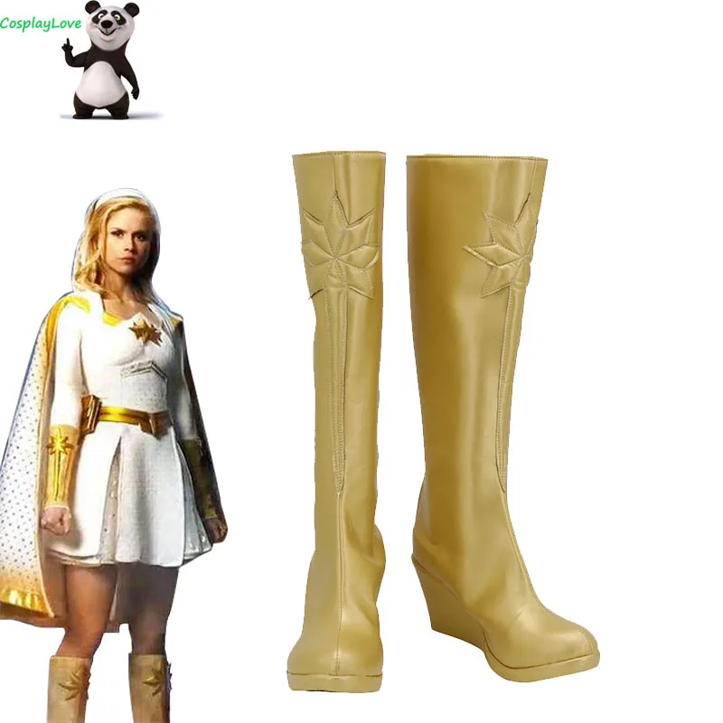 De Jongens Starlight Gouden Schoenen Cosplay Lange Laarzen Custom Made Lederen Cosplaylove