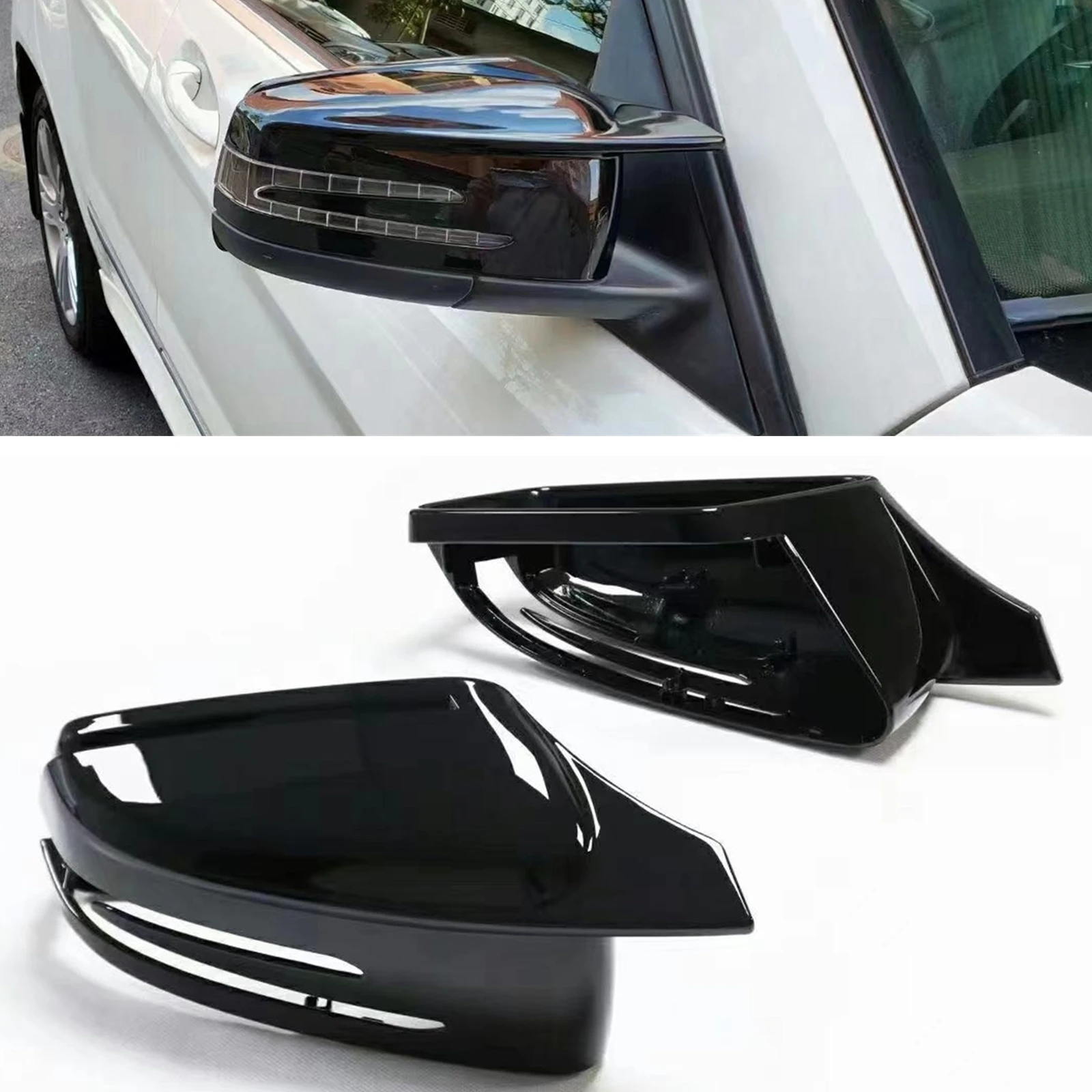 

Mirror Cover For Mercedes Benz W212 W204 2014-2018 CLA250 CLA200 B250 Gloss Black Exterior Car Rear View Cap Shell Replacement