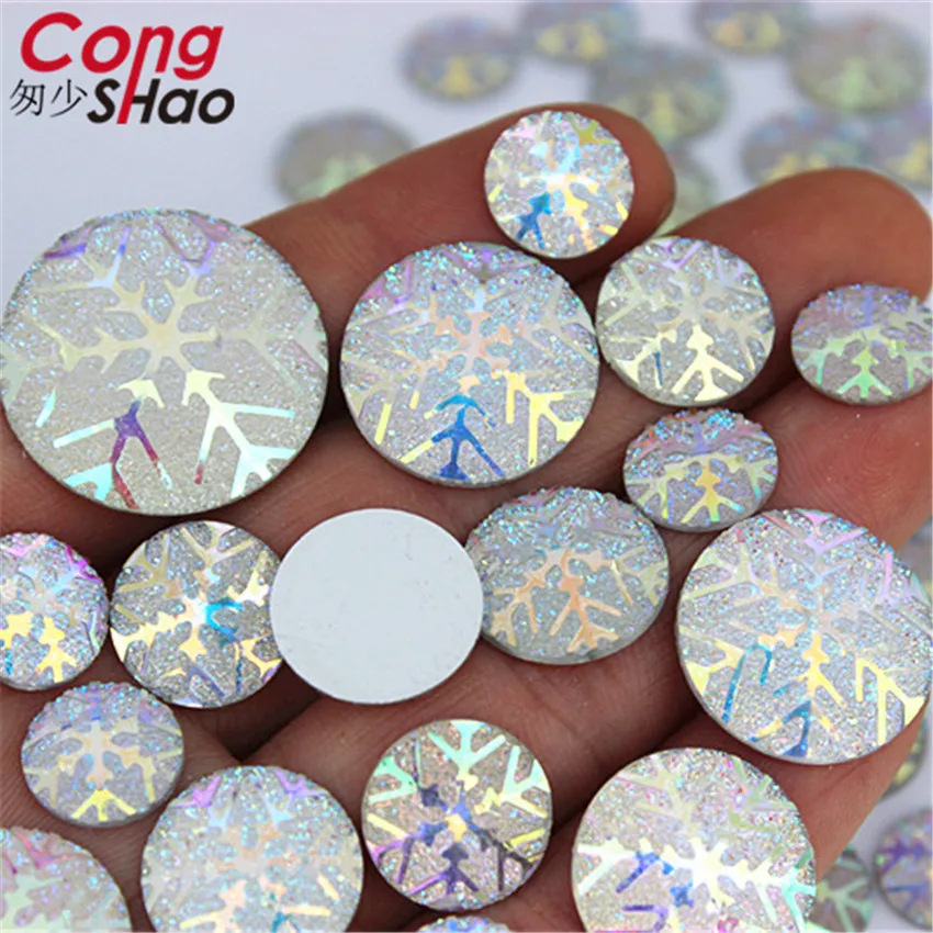 Cong Shao 12/14/16/18/20/25mm pietre rotonde e cristalli AB schiena piatta resina strass Applique perline abito da sposa fai da te WC328