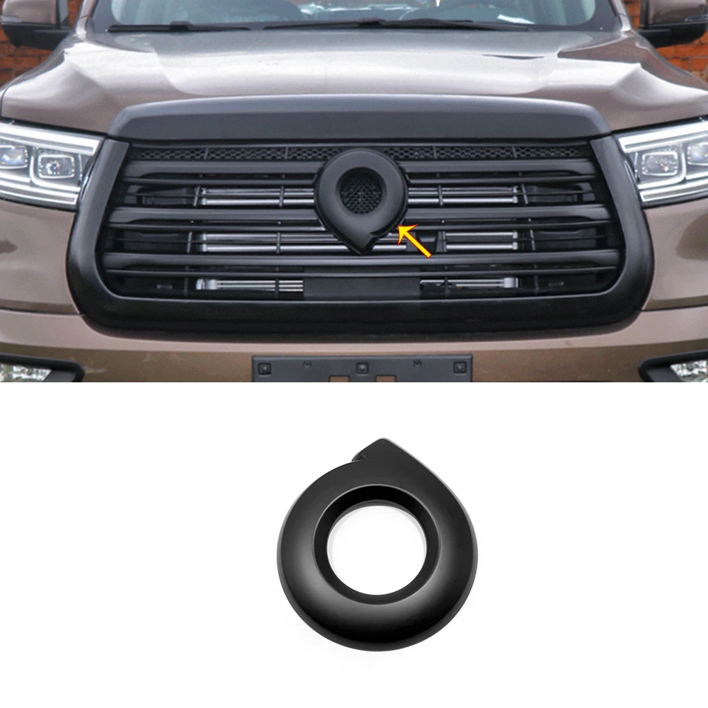 

ABS Black Car front logo frame head bumper decor sticker Cover moulding For Great Wall Cannon GWM Poer Ute 2021 2022 Accessories