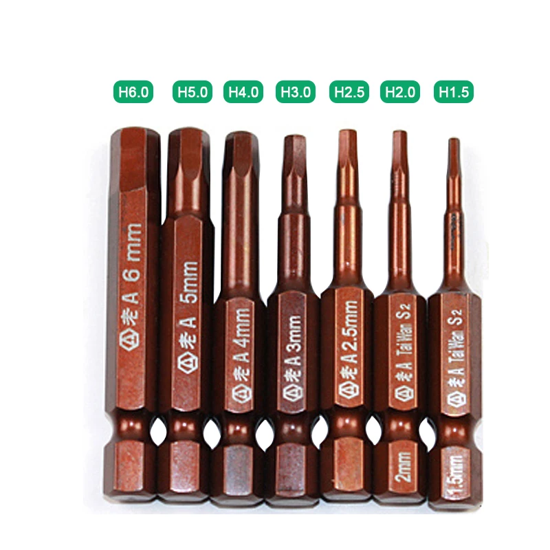 LAOA Hexagon Screwdriver Bits Electric Screwdriver Bits Extended HEX Screwdriver Head H1.5 H2.0 H2.5 H3.0 H4.0 H5.0 H6.0