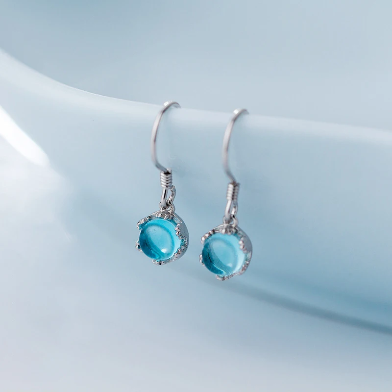 

Modian Fashion Round Crystal Drop Earrings With Charm Women Girl Classic Jewelry 925 Sterling Silver Brincos Accessories