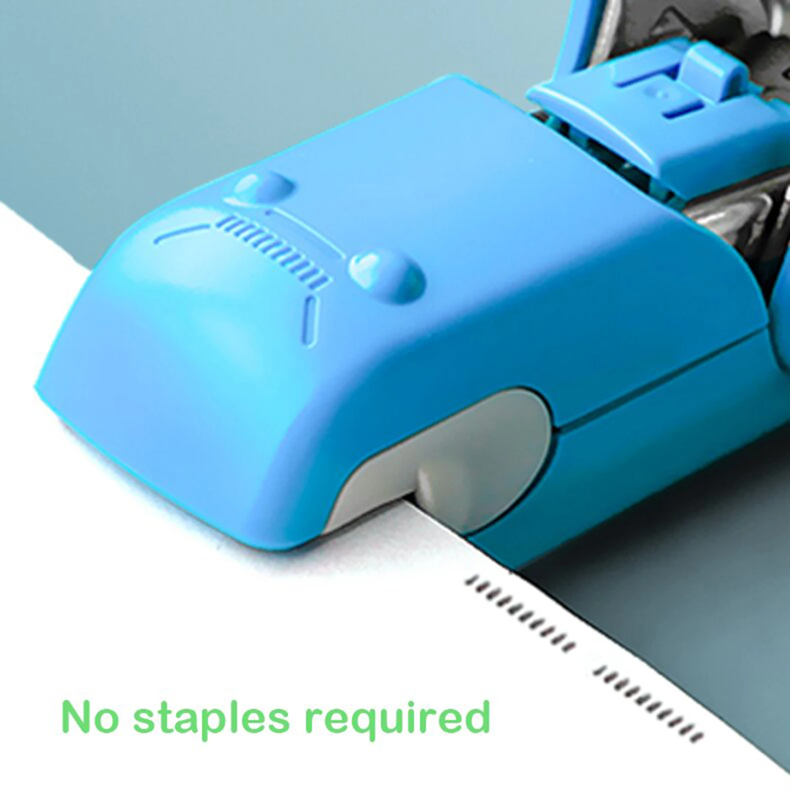 1PCS Green Color Stapleless Stapler Book Paper Stapling Stapler Mini Desktop Stapler Portable No Staples School Office Supplies