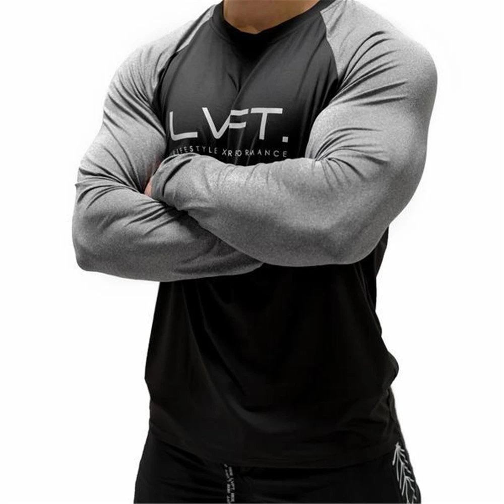 Men Sportswear Long sleeve Sweat-Absorbent Fitness Running Exercise T-shirts Training Jogging Tight Shirts Gym Quick Dry