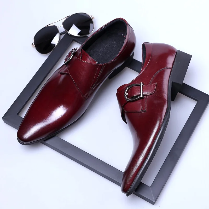 Men British PU Leather Business Shoes Pointed Toe Fashion Shoes For Men Gold Hasp Casual Shoes Plus Size 2020