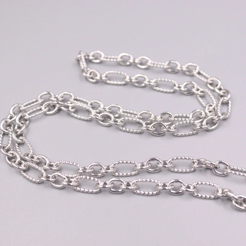 

New Fine Pure S925 Sterling Silver Chain Women Men 4mm Ellipse Link Cable Necklace 50cm 20inch