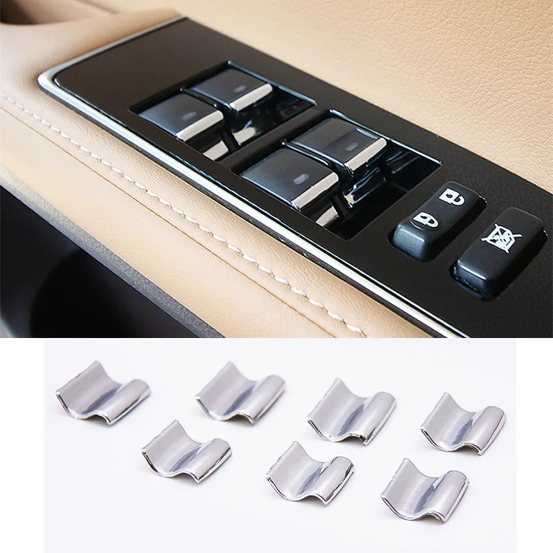 Autocollant de couvercle de bouton de lève-vitre chromé, accessoires de voiture, 7 pièces, pour