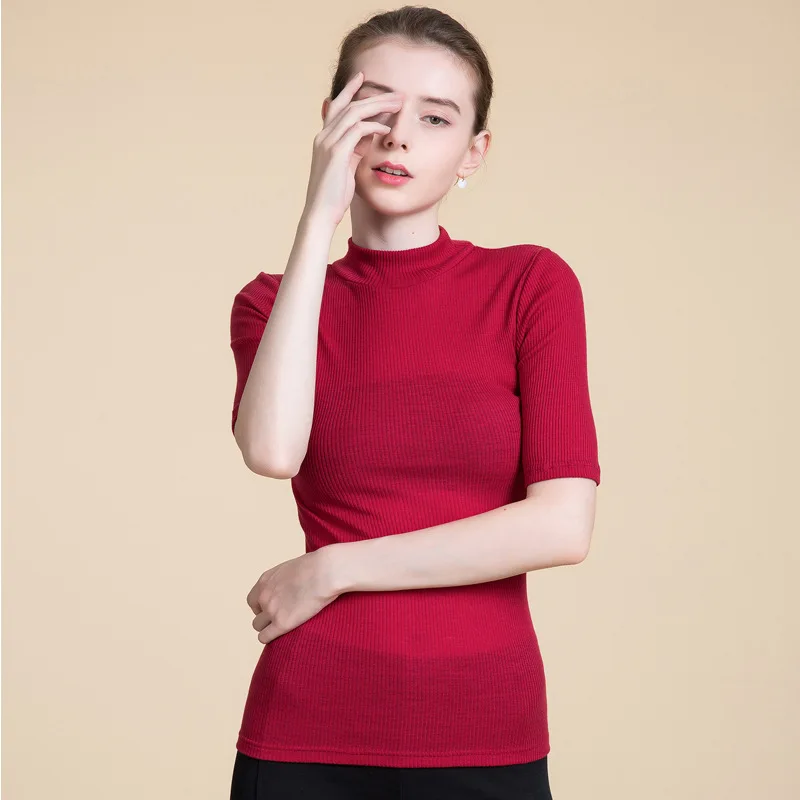 

New Style 100% Pure Wool Women Sweater Elegant Knitted Top In Autumn