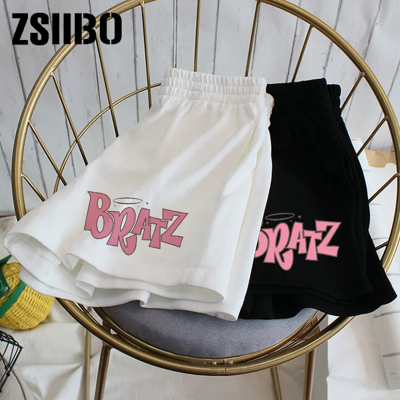 Elastic waist casual beach party hanbok size high waist letter cute printed sports shorts female summer female shorts Shorts Y2k