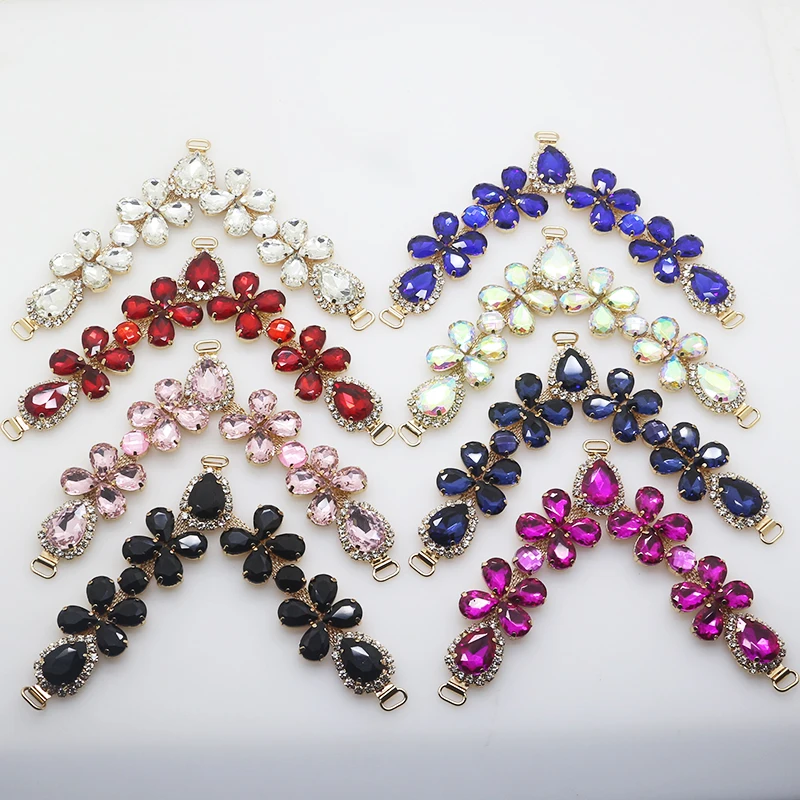 ZMASEY Shoe Buckles 120MM 1PCS  Mix Color Rhinestones Sandals Buckles DIY Handwork Shoe Glass Shiny Decoration