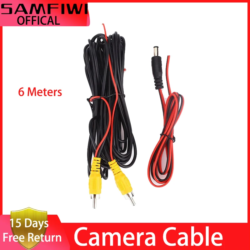 RCA 6m Video Cable For Car Rear View Camera Universal 6 Meters Wire For Connecting Reverse Camera With Car Multimedia Monitor