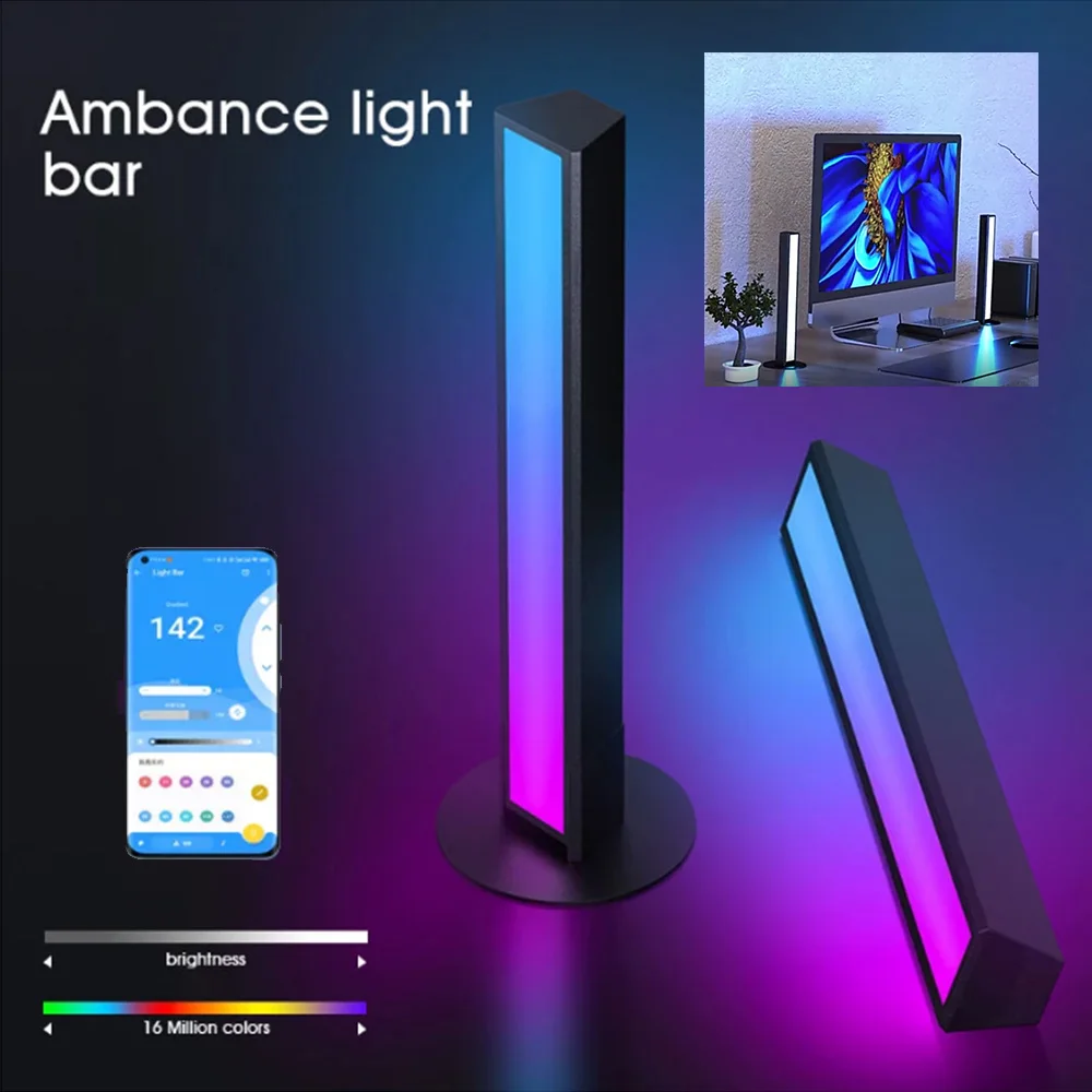 luz sinfonica rgb com sensor de musica luz atmosferica de fundo desktop luz de captador para jogos wifi bluetooth tv computador 01