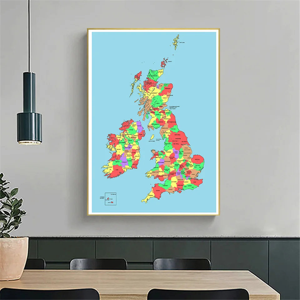 42*59cm mappa del regno unito Poster da parete di piccole dimensioni Poster su tela pittura decorazione della casa materiale scolastico regalo di viaggio