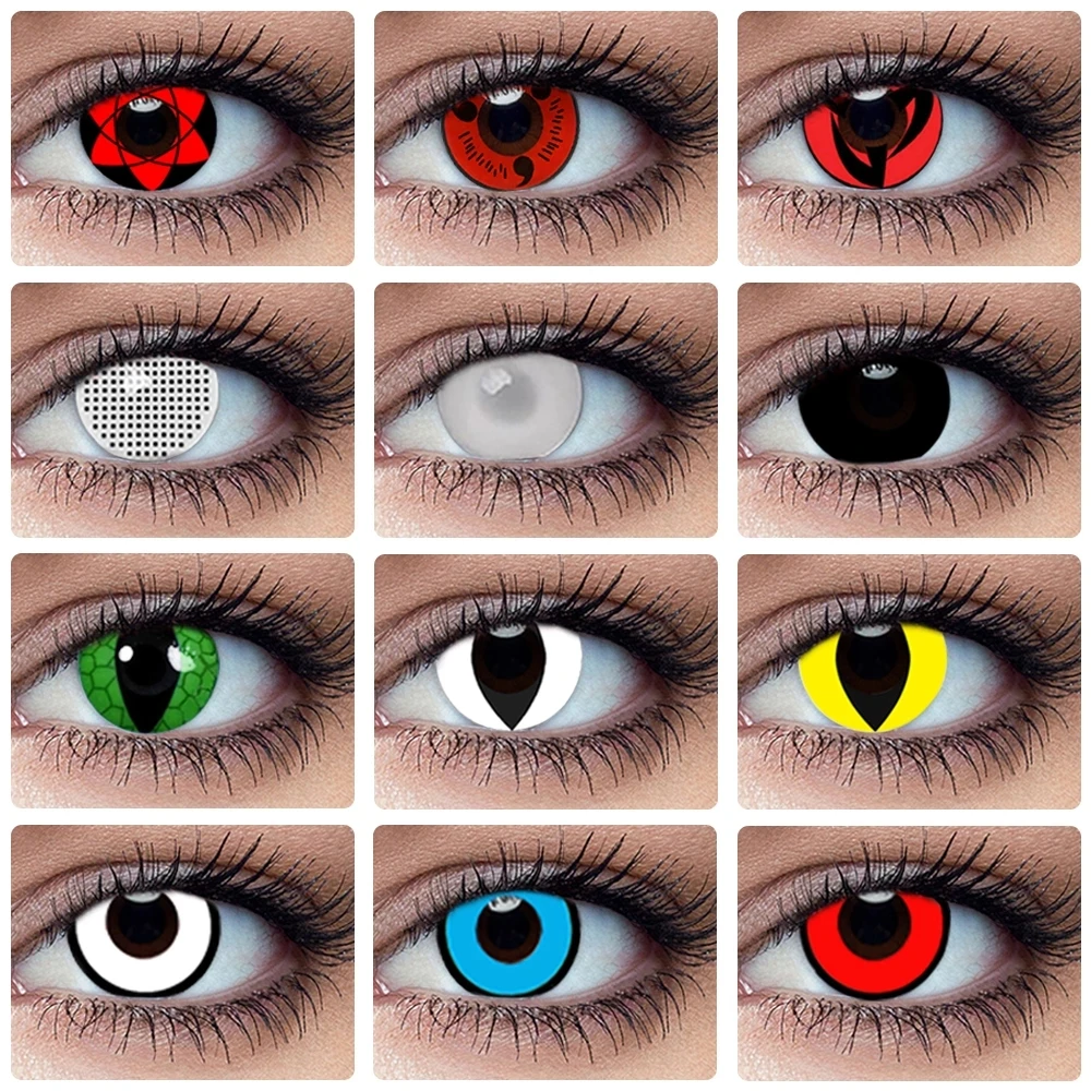 UYAAI-Lentilles de Contact Colorées Sharingan pour Homme, 2 Pièces, Cosplay, Anime, Tronçonneuse, Cosmétiques Makima