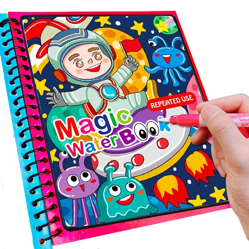 Libro mágico de dibujo al agua para niños, juguetes Montessori reutilizables para colorear, libro mágico de dibujo en agua, juguetes sensoriales de educación temprana