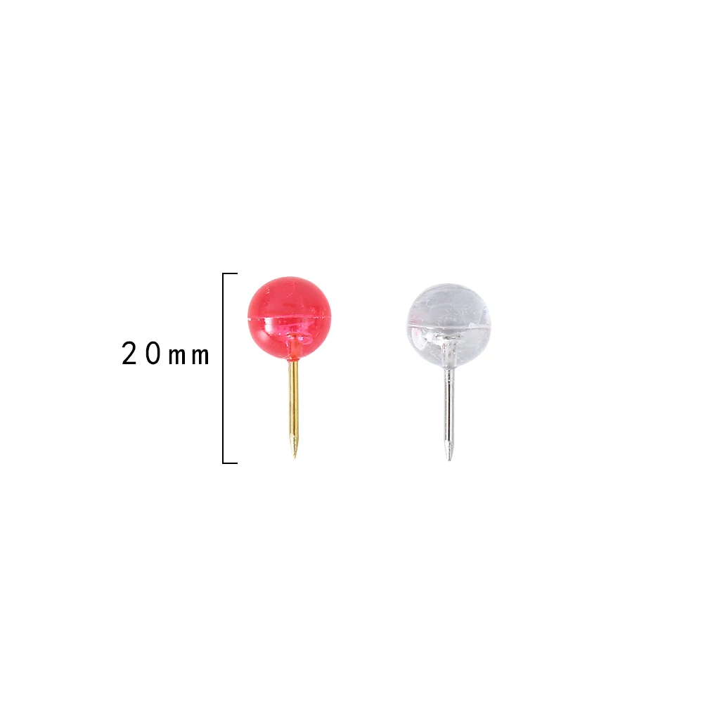 TUTU 50 / box red and transparent round nails thumb pins board pins Photo pins Sketch nails Wall pins Office supplies H0575