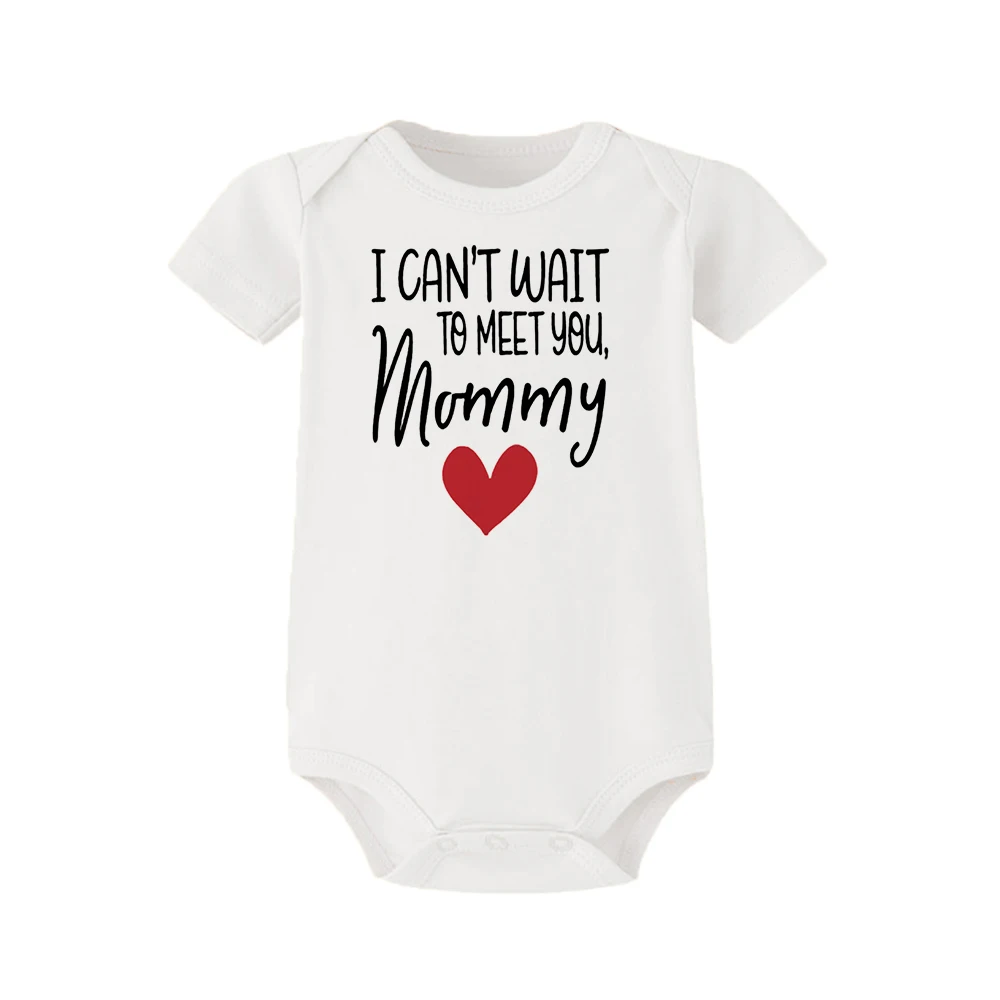 I Can\'t Wait To Meet You Daddy/mommy Newborn Baby Rompers Infant Body Jumpsuit Pregnancy Announcement Bodysuits Boy Girl Clothes