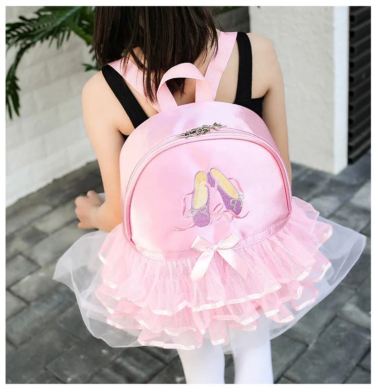 Verstelbare Schouder Meisjes Ballet Dans Zak Studenten Pailletten Rits Sluiting Rugzak Roze Leuke Meisjes Ballet Dans Rugzak