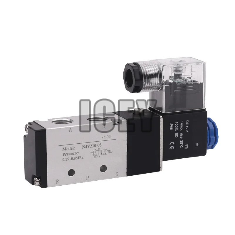 5 Way 2 Position 4V210-08 Electric Solenoid Valve Gas Reset Control Valve Waterproof and Dust-proof Pneumatic Dump Valve