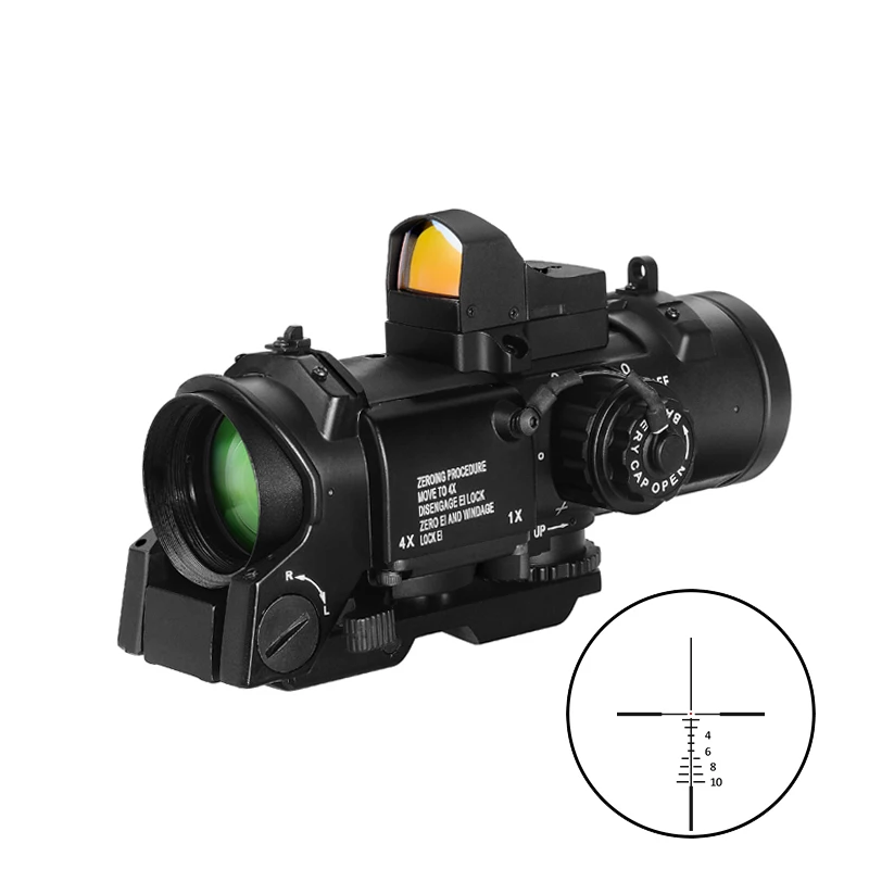 Riflescope 1x-4x Fixed Dual Purpose Scope With Mini Red Dot Sight Scope Hunting Scopes for Airsoft Air Guns Caza