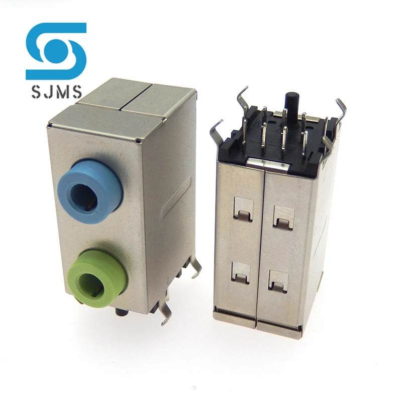 1Pcs PJ306E Headphone Jack 3.5mm 2P 3P red + green + Blue Desktop Computer Motherboard Audio Socket DIY Repair Connector 3.5