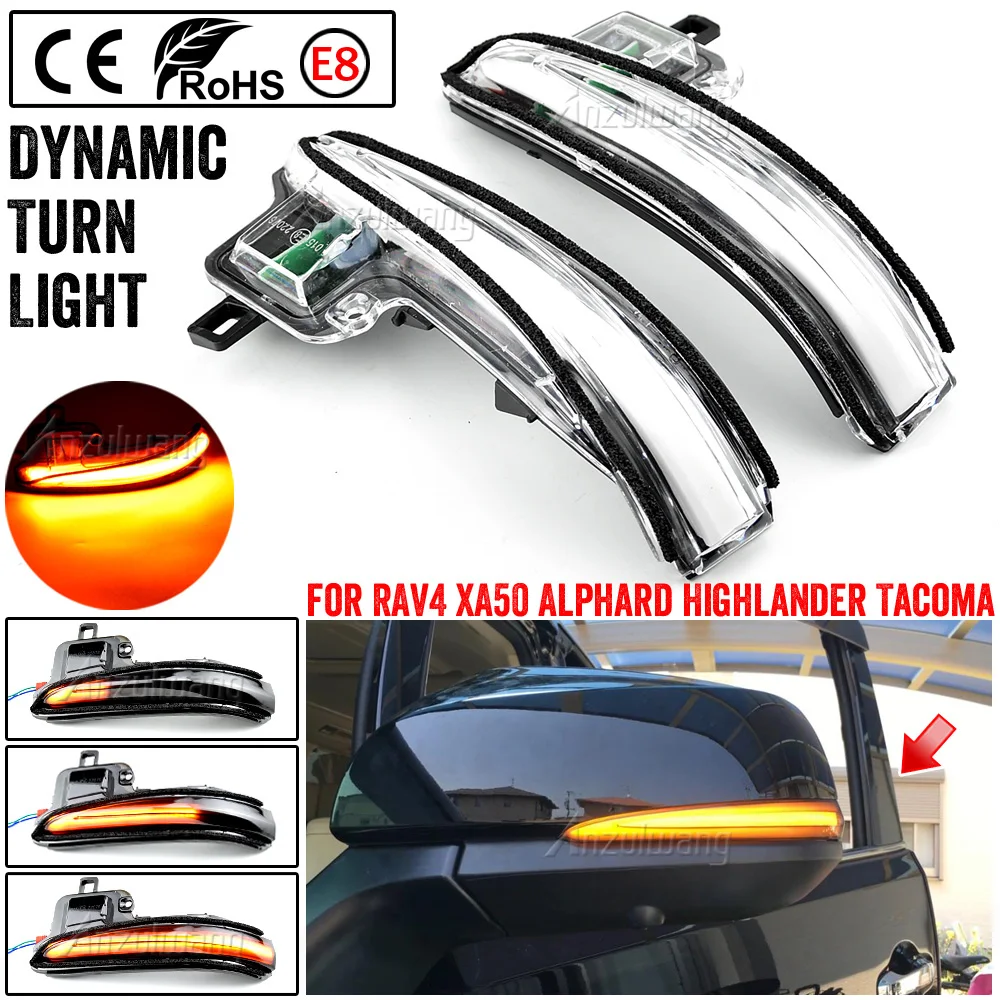 1Pair LED Dynamic Turn Signal Light Side Mirror Lamp For Toyota Alphard Vellfire Tacoma N300 RAV4 XA50 Highlander XU70 2020