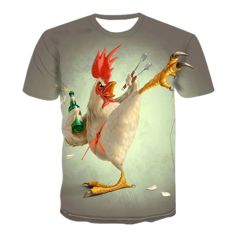 2021 Fashion 3D Printing Golden Rooster Independent Men and Women Summer New Oversized T-Shirt O-Neck Short-Sleeved Casual Shirt