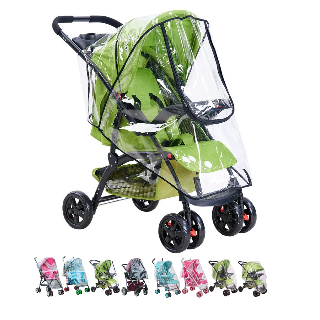 Universal Zipper Waterproof Baby Buggy Rain Snow Cover Wind Dust Shield Stroller Sunshade Transparent Pram Canopy