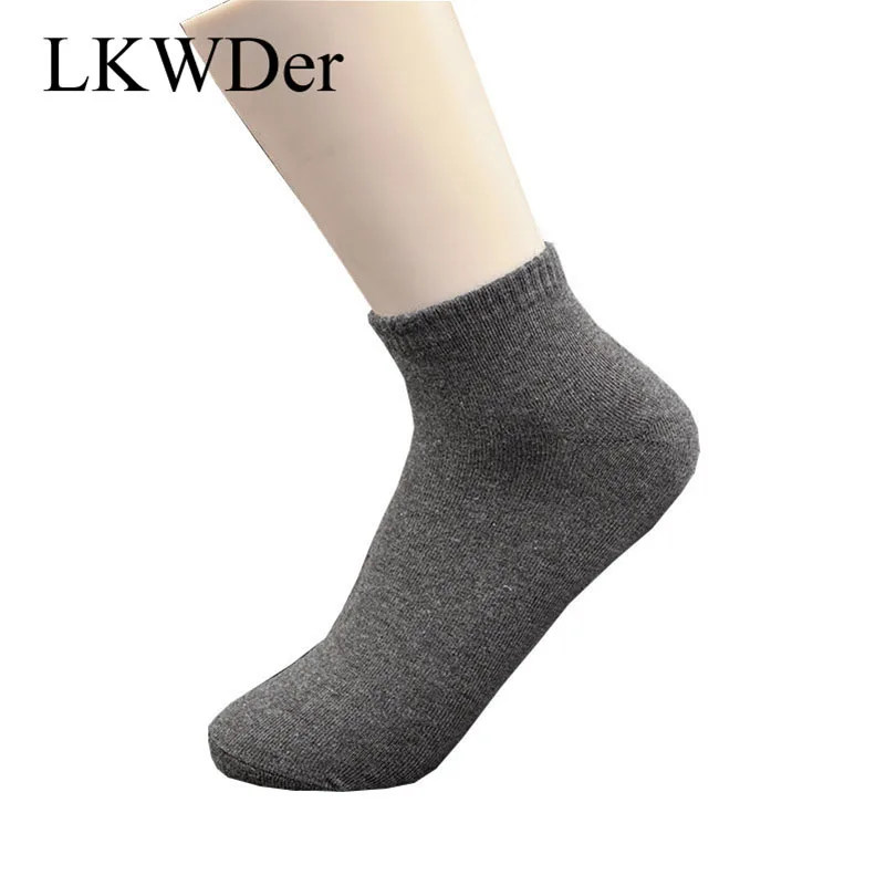 LKWDer 5 Pairs Large Big Plus Size 46,47,48 Mens Socks Business Casual Ankle Socks All-match Pure Color Cotton Calcetines Hombre