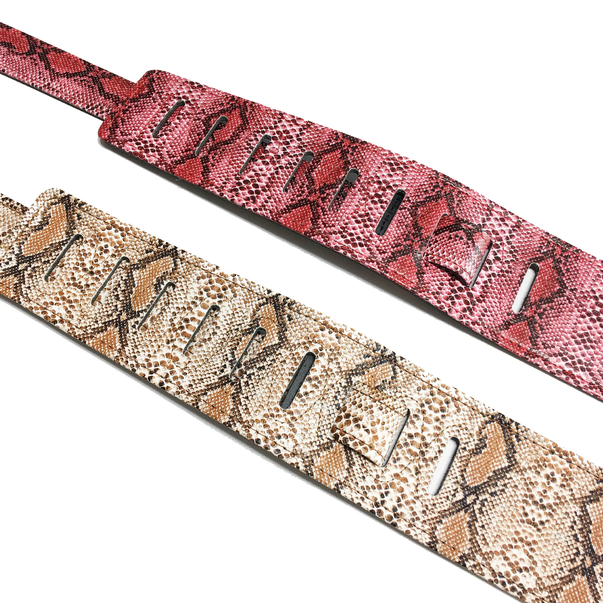 Electric Guitar Strap Snake Skin Pattern Leather Pink Acoustic Bass Straps Belt