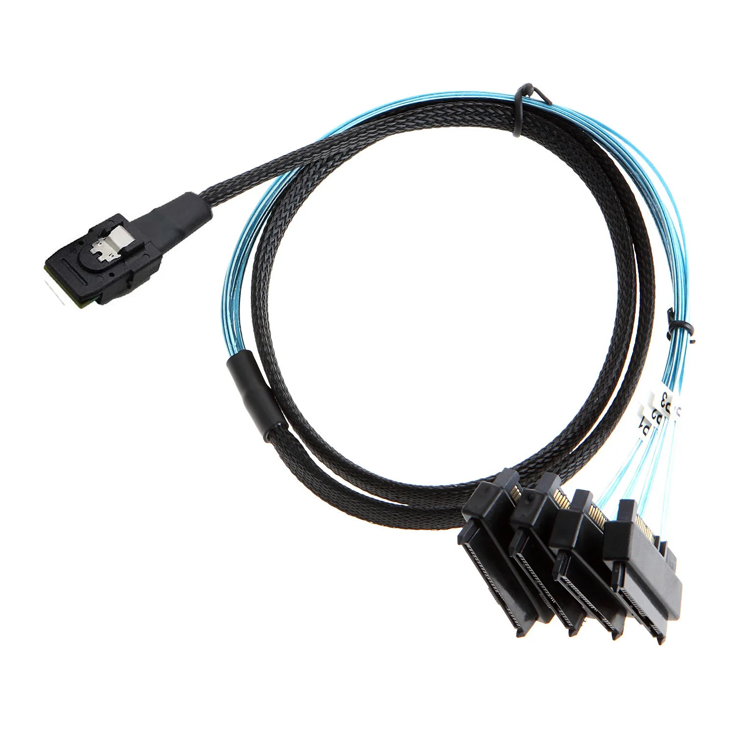 

Mini SAS to SAS Cable Internal 36 Pin Mini SAS SFF-8087 Host to 4 SFF-8482 Target SAS Hard Disk and SATA Power Cable 50cm