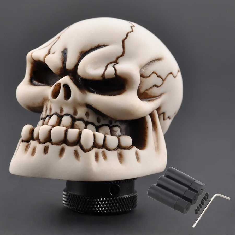 White Devil Skull Car Truck Manual Stick Gear Shift Knob Shifter Lever For SUV Crossover Wagon Hatchback Universal