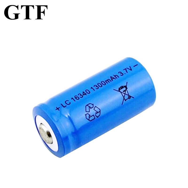 GTF 3.7V 16340 1300mAh akumulatory litowo-jonowe CR123A LC16340 bateria na pióro laserowe LED latarka czołówka