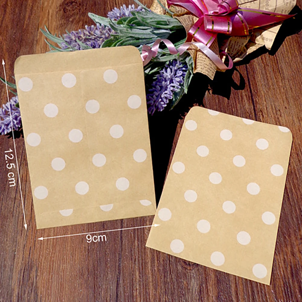 5-30pcs Kraft Paper Gift Envelope Vintage Stripe Dot Party Invitation Envelope With Christmas Mini Paper Gift Bag 12.5X9cm