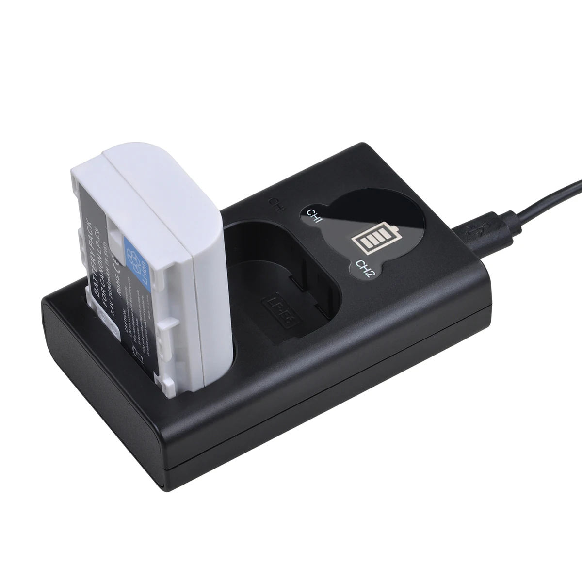 Carregador de bateria lp e6, 2650mah, com porta tipo c, para canon eos, 5ds, r, 5d, mark ii, 5d, mark iii, 6d, 7d, 60da