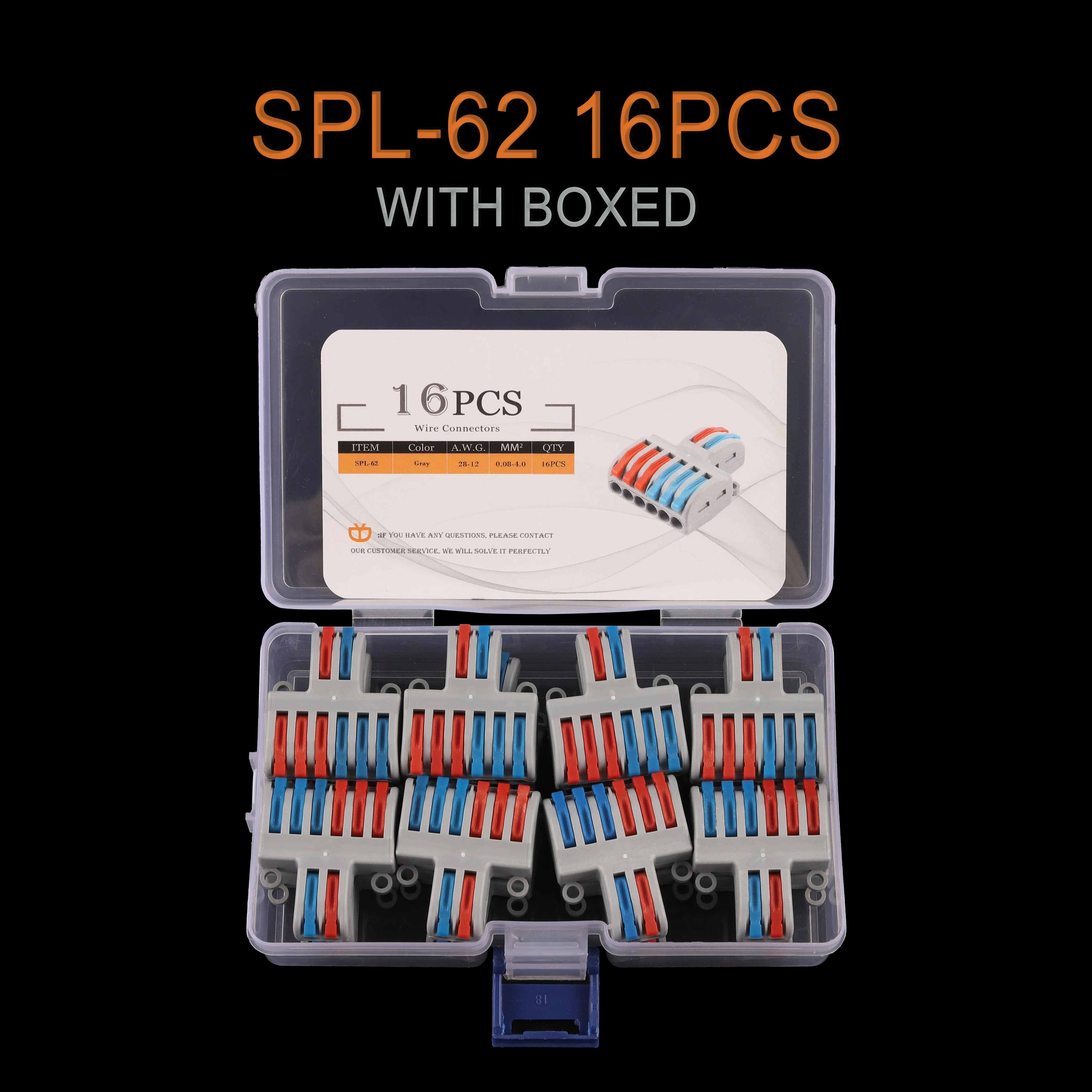 Boxed SPL-42/62 Mini Fast Wire Connector Universal Push-in Conductor Terminal Block 222 Electric Multiple Wire Connector