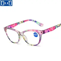 Anti Blue Light Reading Glasses Floral Print PC Frame Presbyopia Eyeglasses Fashion Cat Eye Eyewear Far Sight Glasses +1.0~+4.0