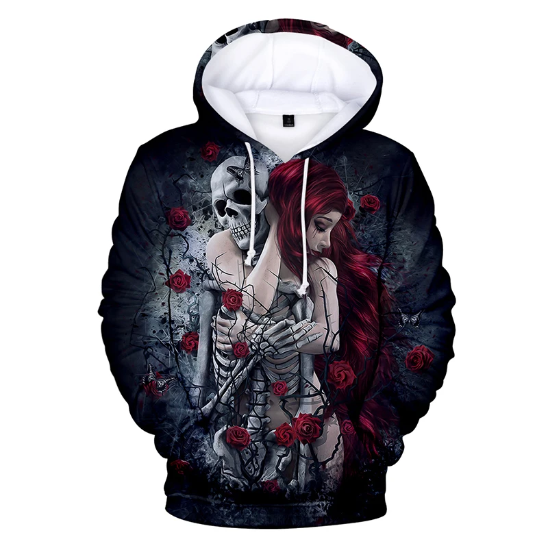 

Fashion Cool Hip Hop Skull Rose 3d Hoodies Pullover Men Women Hoodie Hoody Long Sleeve Harajuku Homme 3D Hooded Sweatshirts Tops