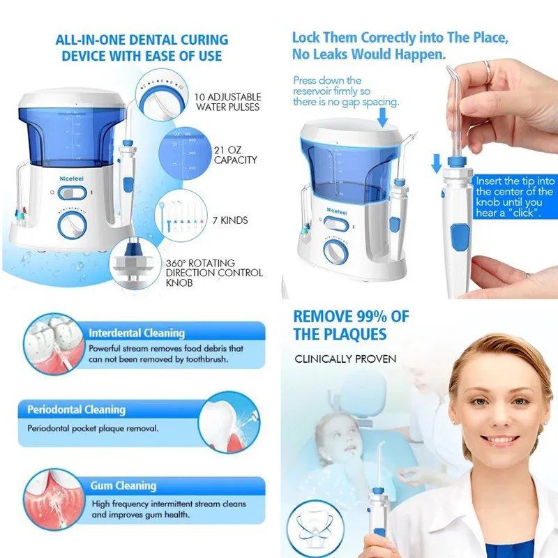 Nicefeel Cực Lật Số Để Bàn Nước Flosser Hộ Gia Đình Răng Miệng Irrigator Nha Khoa Oral Răng Bụi Chọn Spa Chăm Sóc Răng Sạch Sẽ Cho Họ