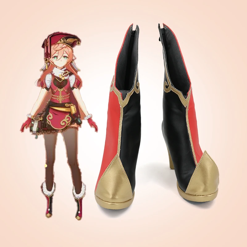 Anime Genshin Impact Yan Fei Shoes Boots Game Aestheticism Yanfei Cosplay Pink wigs Halloween Party Outfit For Women Accessories