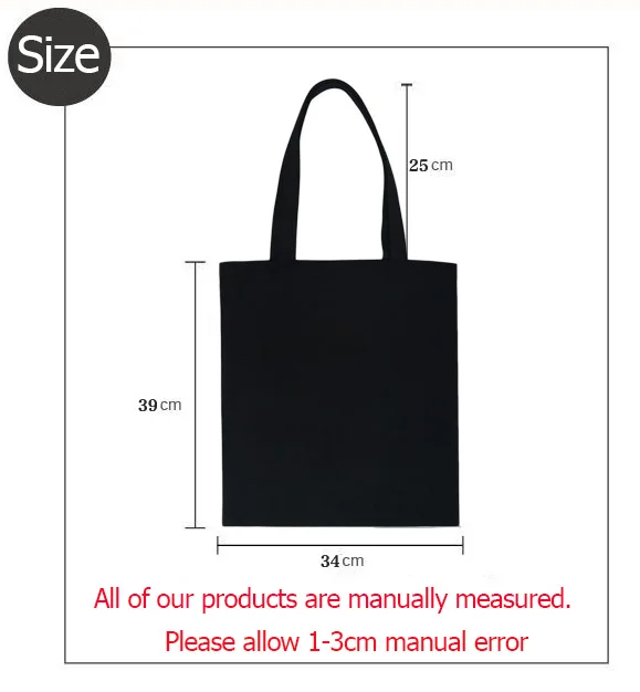 Ladies Shopper Bags Canvas Tote Bag Harajuku Tumblr Graphic Shopping Bag Eco Reusable Girls Fashion Handbag Black