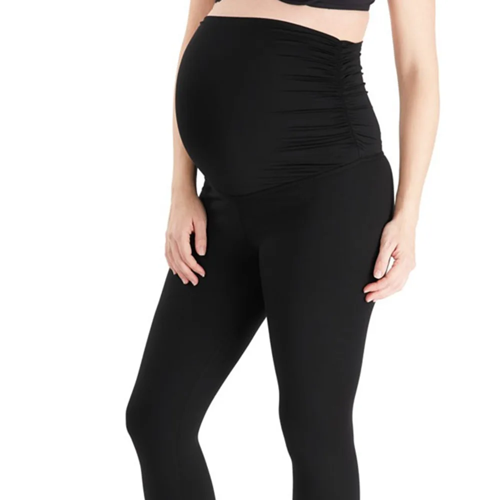 Maternity Pants Summer Women's High Waist Maternity Sports Tights Black Maternity Yoga Pants Plus Cropped Pants Pregnancy Pants